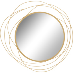 Portland Gold Tone Metal Round Wall Mirror Art 65 x 65cm