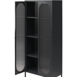 Dorel Luna 2 Door Tall Black Fluted Glass Accent Cabinet - thumbnail 4