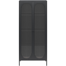 Dorel Luna 2 Door Tall Black Fluted Glass Accent Cabinet - thumbnail 3