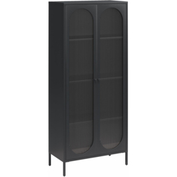 Dorel Luna 2 Door Tall Black Fluted Glass Accent Cabinet - thumbnail 2