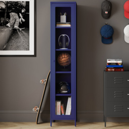 LPD Home Frank Matte Blue Single Door Tall Cabinet - thumbnail 1