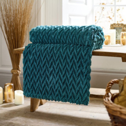Deyongs Tadcaster Throw Teal 140 x 180cm - thumbnail 2