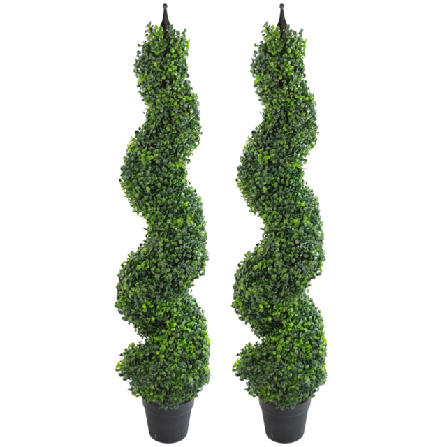 Leaf Topiary Boxwood Artificial Tree in Pot 120cm 2 Pack - image 1