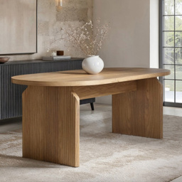 SOLACE+CO Varm Oak Ribbed Dining Table