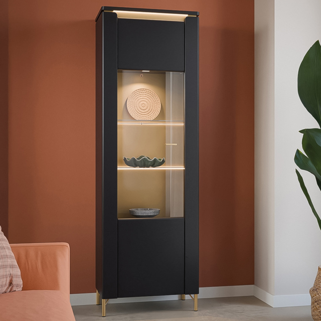Furniture To Go Genoa Vitrin Single Door Black Cabinet - image 1