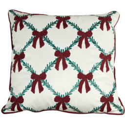 Christmas Bows Velvet Cushion - thumbnail 1