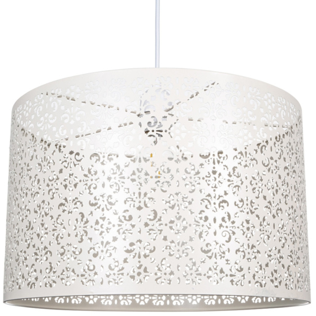 Happy Homewares Cream Metal Marrakech Designed Ceiling Pendant Shade with Floral Decoration - image 1