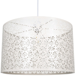 Happy Homewares Cream Metal Marrakech Designed Ceiling Pendant Shade with Floral Decoration