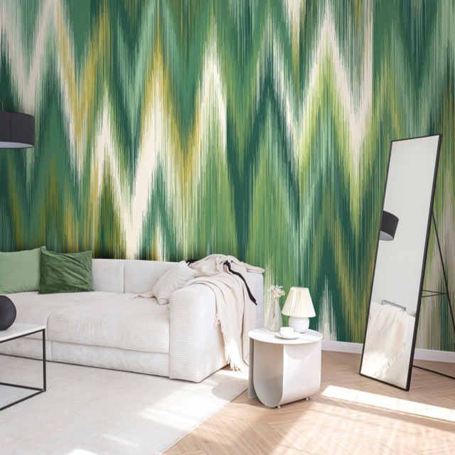 Origin Murals Ikat Zig Zag Green Wall Mural - image 1