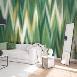 Origin Murals Ikat Zig Zag Green Wall Mural