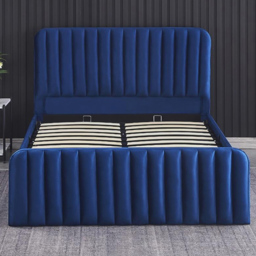 Kosy Koala Small Double 4ft Blue Velvet Ottoman Storage Bed