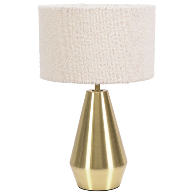 ValueLights Jax Cream Boucle Shade Antique Brass Touch LED Table Lamp - image 1