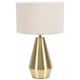 ValueLights Jax Cream Boucle Shade Antique Brass Touch LED Table Lamp