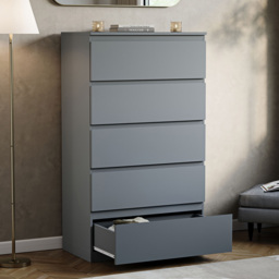 Vida Designs Denver Grey 5 Drawer Chest of Drawers - thumbnail 4