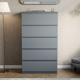 Vida Designs Denver Grey 5 Drawer Chest of Drawers - thumbnail 3
