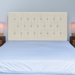 Bedmaster Lona King Size Cream Naples Velvet Buttoned Headboard - thumbnail 1