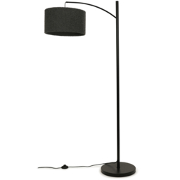 ValueLights Preto Black and Charcoal Boucle Shade Metal LED Floor Lamp