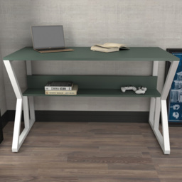 Decorotika Wake Green and White Single Shelf Computer Desk - thumbnail 1