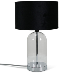 ValueLights Jessy Silver and Black Velvet Shade Glass LED Table Lamp