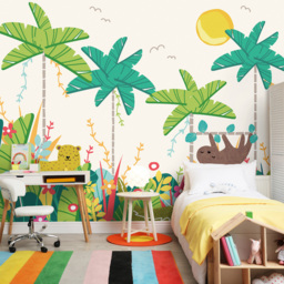 Origin Murals Jungle Animals Green Wall Mural - thumbnail 1