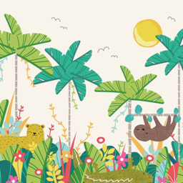 Origin Murals Jungle Animals Green Wall Mural - thumbnail 2