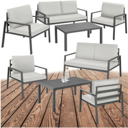 tectake Gothenburg 4 Seater Light Grey Garden Furniture Set - thumbnail 2