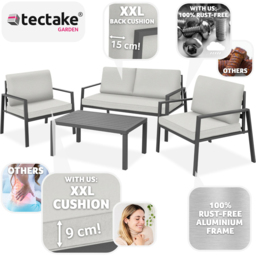 tectake Gothenburg 4 Seater Light Grey Garden Furniture Set - thumbnail 3