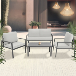 tectake Gothenburg 4 Seater Light Grey Garden Furniture Set - thumbnail 1
