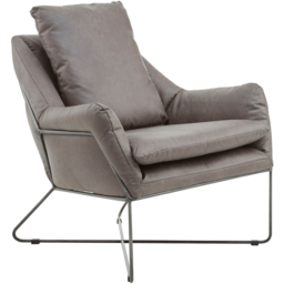 Premier Housewares Hugo Grey Faux Leather Chair - thumbnail 2
