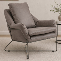Premier Housewares Hugo Grey Faux Leather Chair