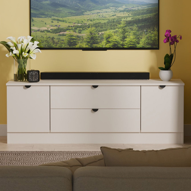 Crowndale Bora 2 Door 2 Drawer Gold Matt Kashmir Wide TV Unit Ready Assembled - image 1