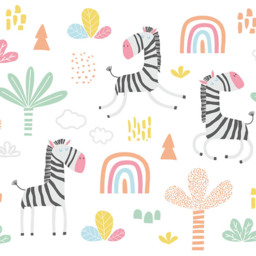 Origin Murals Dancing Zebras White Wall Mural - thumbnail 2