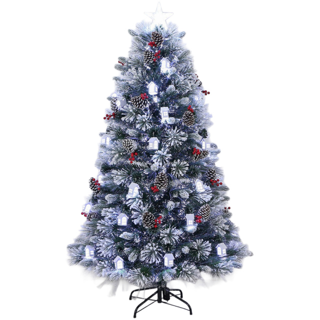 Green Pine Cones and Berries Fibre Optic Christmas Tree 6ft - image 1