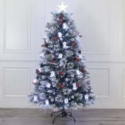Green Pine Cones and Berries Fibre Optic Christmas Tree 6ft - thumbnail 2