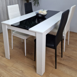 Kosy Koala 4 Seater Faux Leather Dining Set Black and White