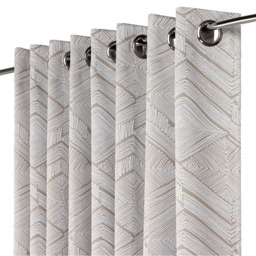 Alan Symonds Geometric Aztec Print Blackout Ring Top Eyelet Curtains Cream 229 x 183cm - thumbnail 2