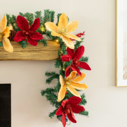 Marco Paul 40 Warm and Bright White LED Artificial Garland with Flower and Bow 9ft - thumbnail 3