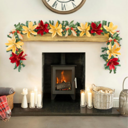 Marco Paul 40 Warm and Bright White LED Artificial Garland with Flower and Bow 9ft - thumbnail 2