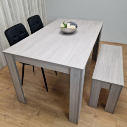 Portland 4 Seater Square Velvet Dining Table Set Arrow Grey and Black