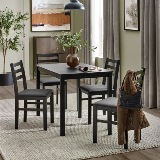 Julian Bowen Keats Black 4 Seater Rectangular Dining Set - image 1