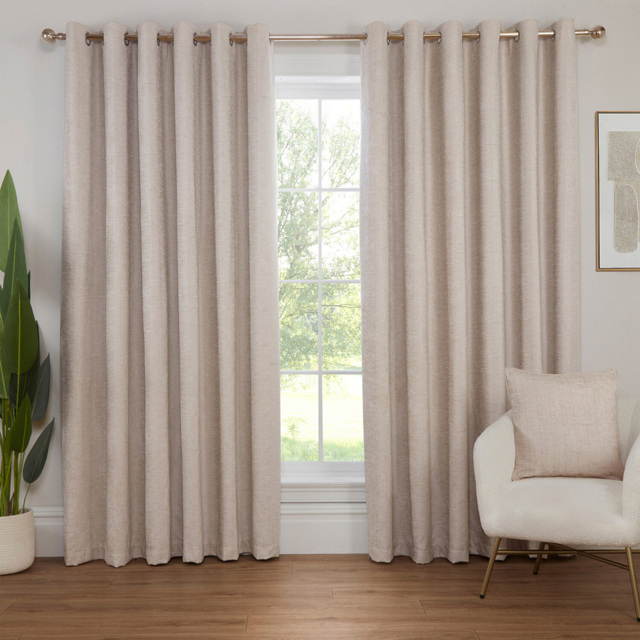Delphine Chenille Blackout Curtain Ivory 168cm x 137cm - image 1