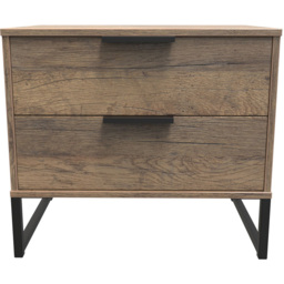 Crowndale Hong Kong 2 Drawer Vintage Oak Side Table Ready Assembled - thumbnail 3