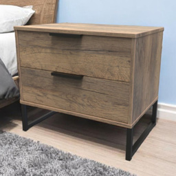 Crowndale Hong Kong 2 Drawer Vintage Oak Side Table Ready Assembled
