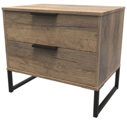 Crowndale Hong Kong 2 Drawer Vintage Oak Side Table Ready Assembled - thumbnail 2