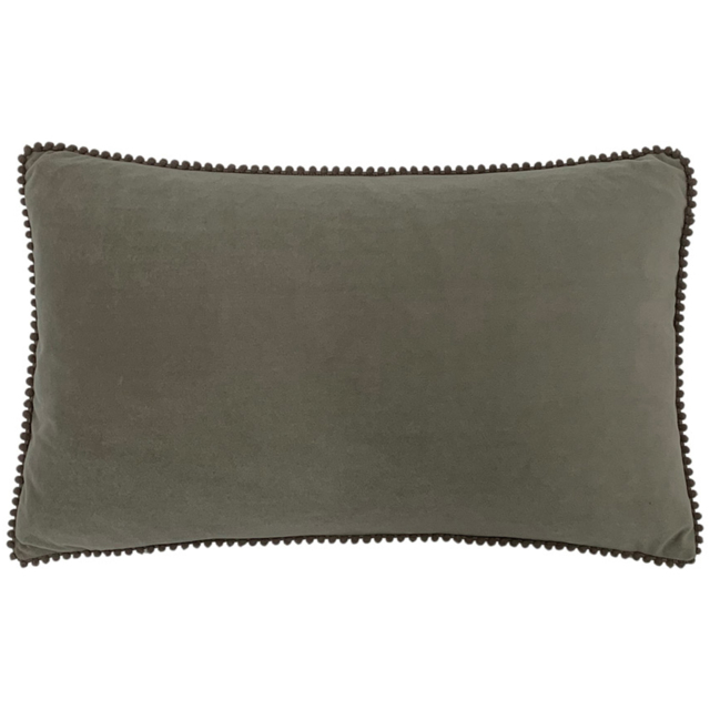 furn. Cosmo Grey Velvet Pom-Pom Cushion - image 1