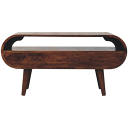 Artisan Furniture California Walnut 3 Drawer Single Shelf Solid Wood Circular TV Stand - thumbnail 4