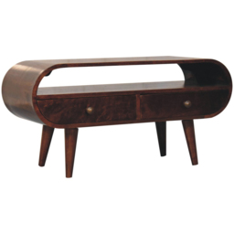 Artisan Furniture California Walnut 3 Drawer Single Shelf Solid Wood Circular TV Stand - thumbnail 3