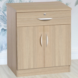 R White Cabinets Brown 2 Door Single Drawer Cupboard - thumbnail 1