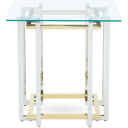 Premier Housewares Elino Silver and Gold Glass Top Side Table - thumbnail 3