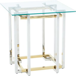 Premier Housewares Elino Silver and Gold Glass Top Side Table - thumbnail 2